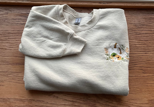 Pumpkin Embroidered Sweater