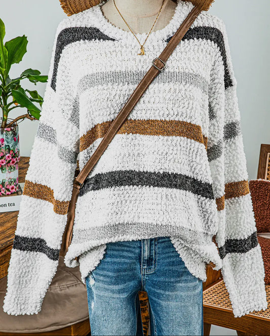 Striped Popcorn Knit Sweater