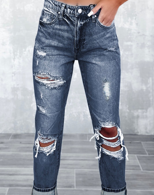 Distressed High Waist Jean- multi color options