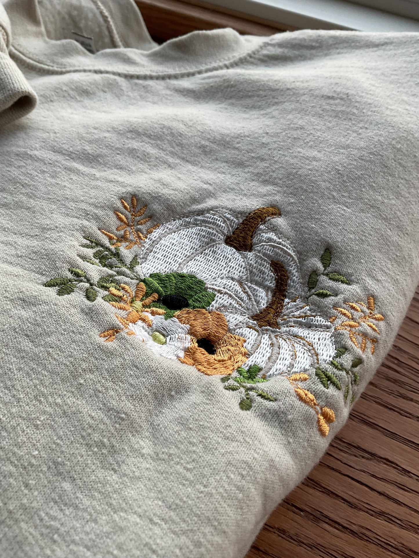 Pumpkin Embroidered Sweater