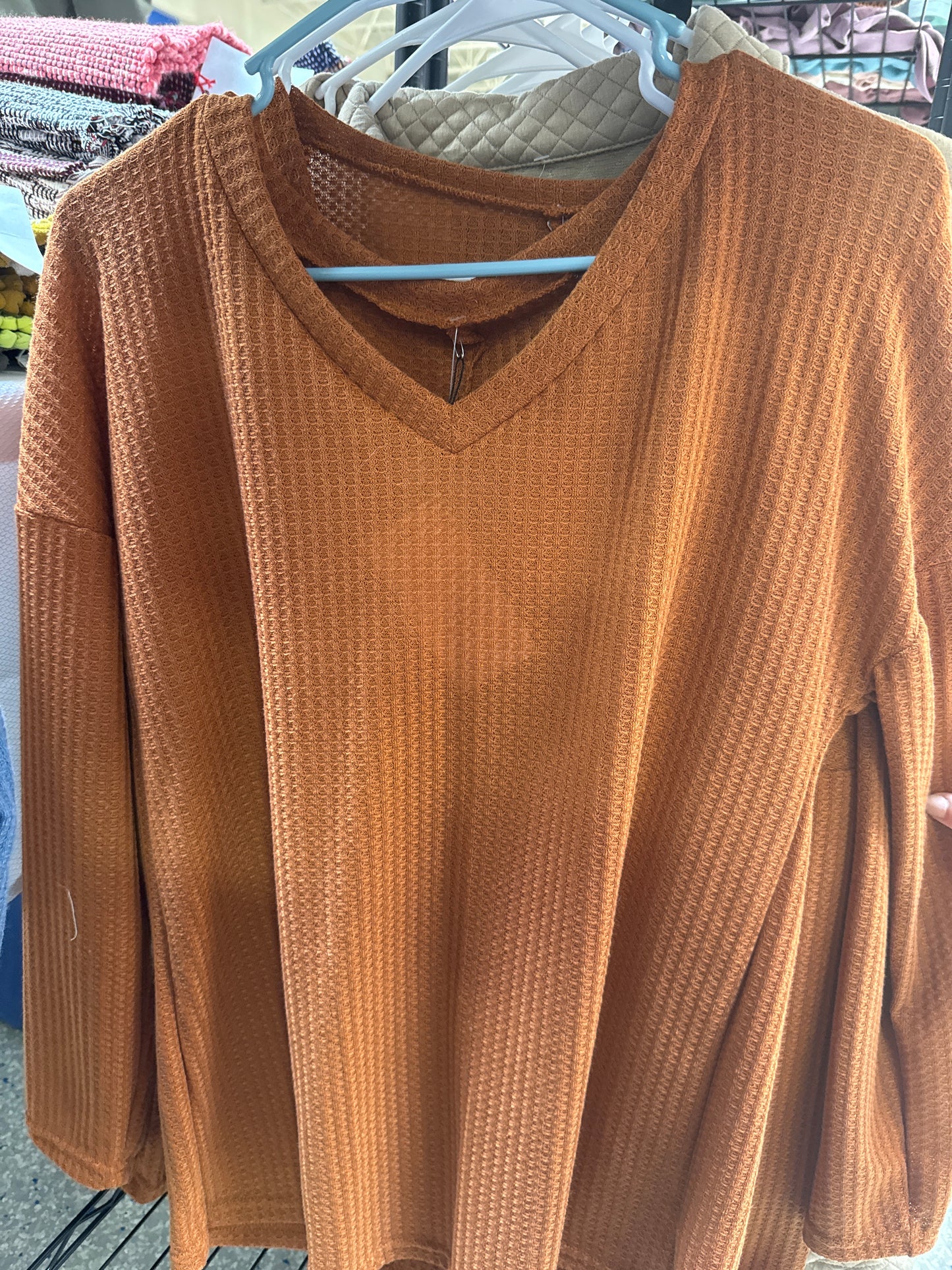 V-neck Waffle Sweater- multi color options