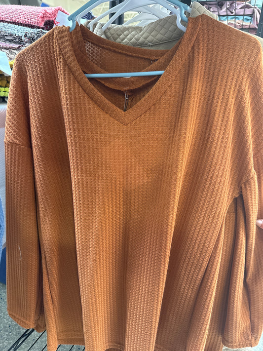 V-neck Waffle Sweater- multi color options